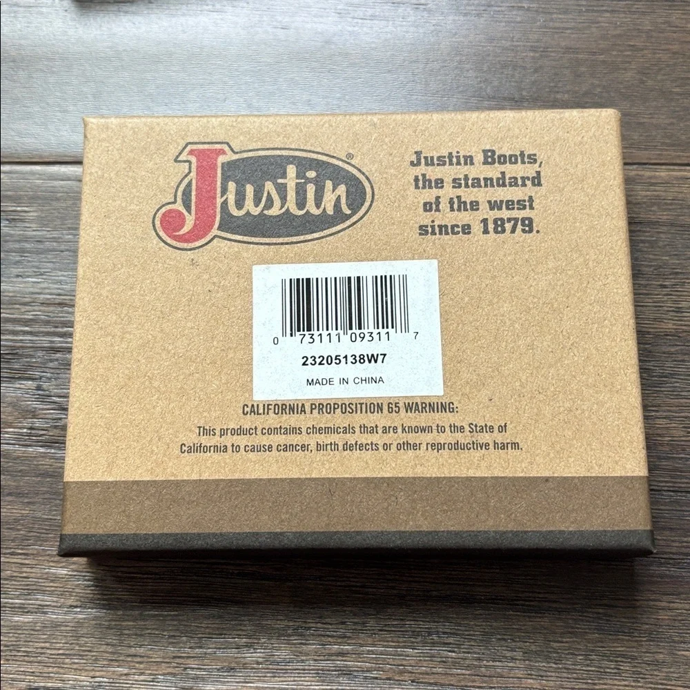 Justin Bi-fold Horse Hair braid on textured genuine leather,RFID,3 card,2 bill